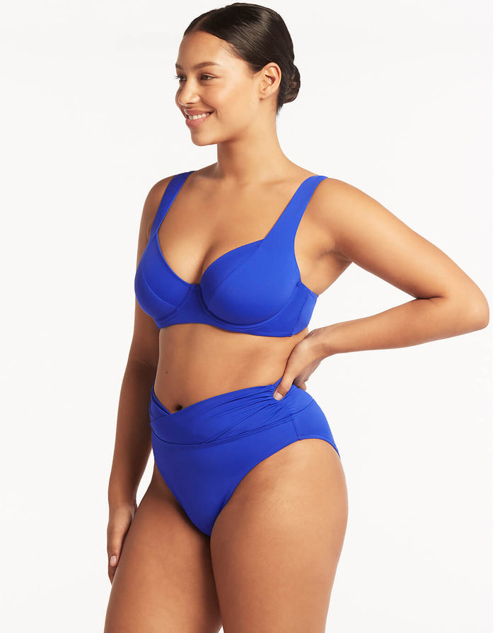 Essentials Underwired C/D Cup Bikini Top - Cobalt - Simply Beach UK