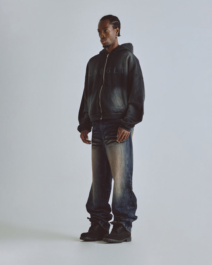 Eternal UNDGLD Boxy Zip Up Hoodie Smokey Black