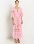 Greek Archaic Kori Feather Kaftan Dress - Pink and Pink Bronze - Simply Beach UK