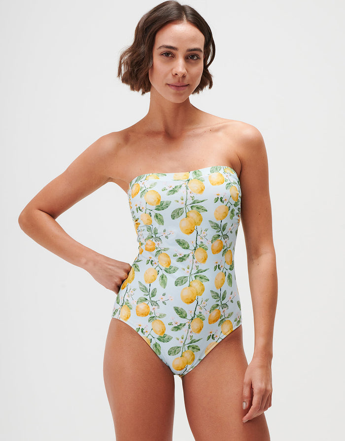 Jo Severin Fior di Limone Bandeau Swimsuit - Sorrento Sky - Simply Beach UK