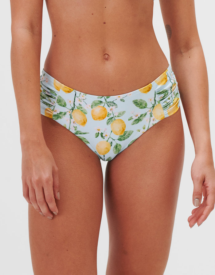 Jo Severin Fior di Limone Gathered Side Bikini Pant - Sorrento Sky - Simply Beach UK