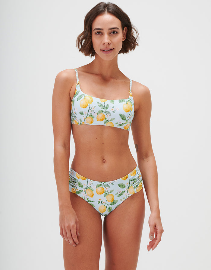 Jo Severin Fior di Limone Gathered Side Bikini Pant - Sorrento Sky - Simply Beach UK