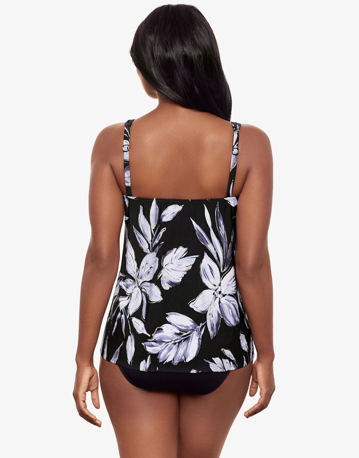 Miraclesuit Fiore Di Luna Mirage Tankini Top - Black White - Simply Beach UK