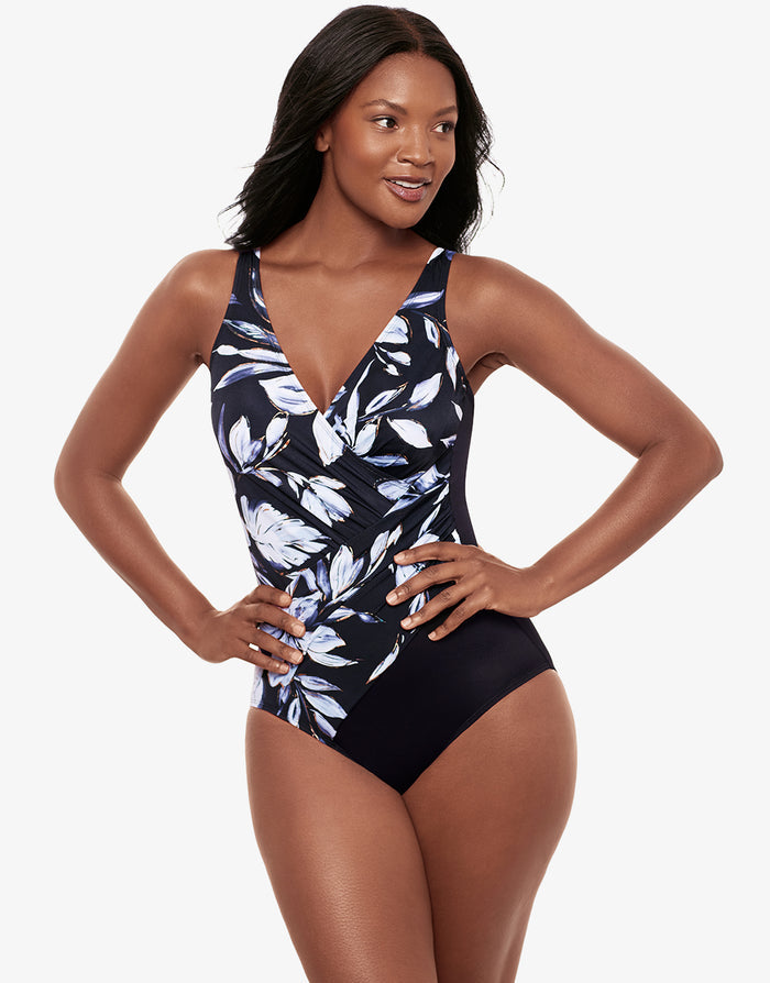 Miraclesuit Fiore Di Luna Oceanus Swimsuit - Black White - Simply Beach UK