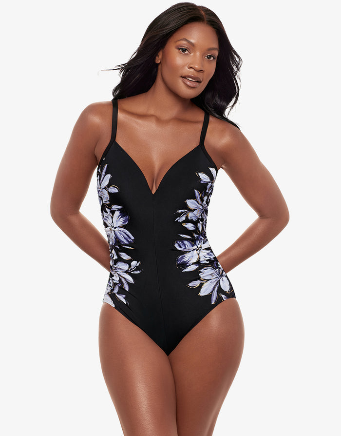 Miraclesuit Fiore Di Luna Temptation Swimsuit - Black White - Simply Beach UK