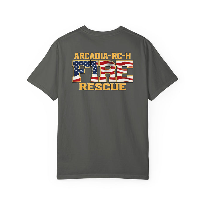 Fire Rescue T-Shirt — Arcadia RC-H American Flag Maltese Cross Tee