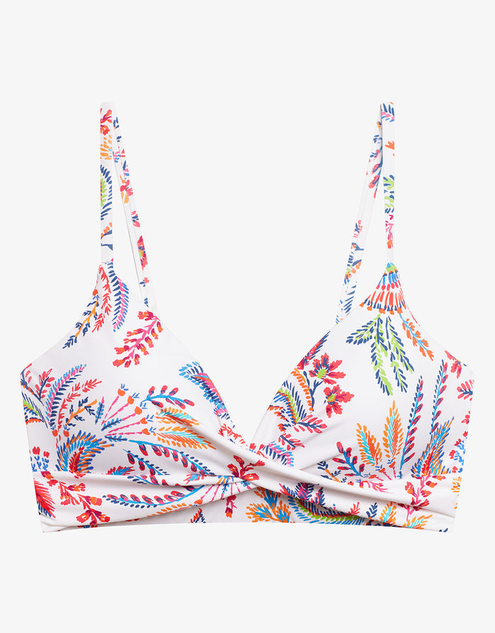 Lauren Ralph Lauren Fleurette Single Strap Twist Underwired Bra Bikini Top - White Floral - Simply Beach UK