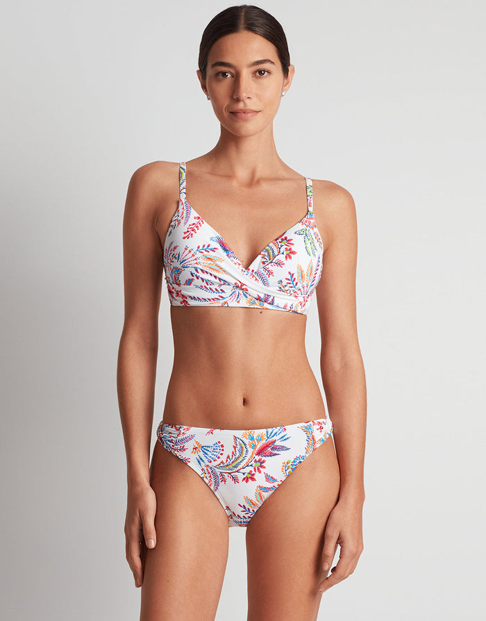 Lauren Ralph Lauren Fleurette Twist Side Tab Hipster Bikini Pant - White Floral - Simply Beach UK