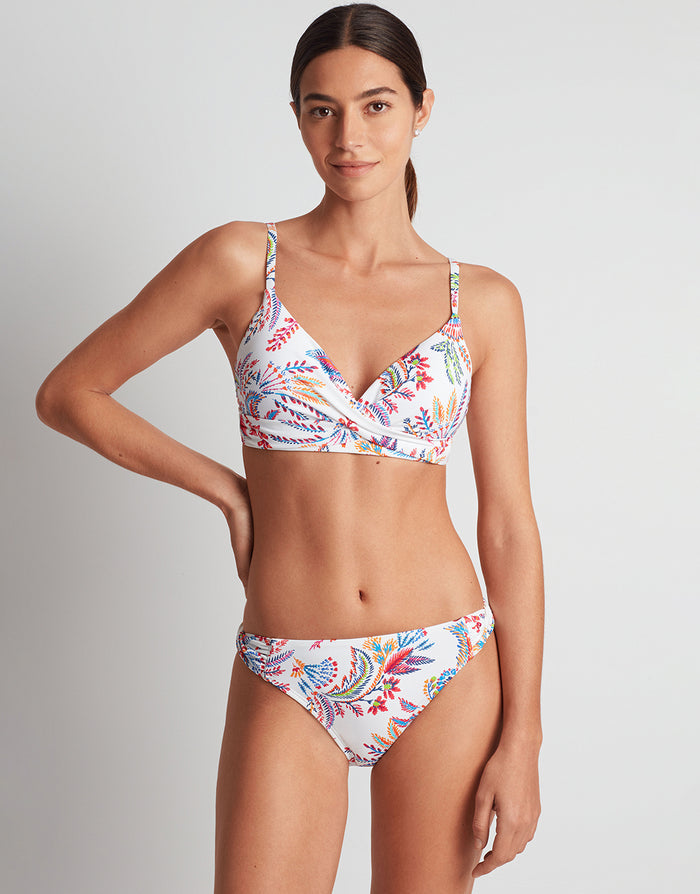 Lauren Ralph Lauren Fleurette Twist Side Tab Hipster Bikini Pant - White Floral - Simply Beach UK