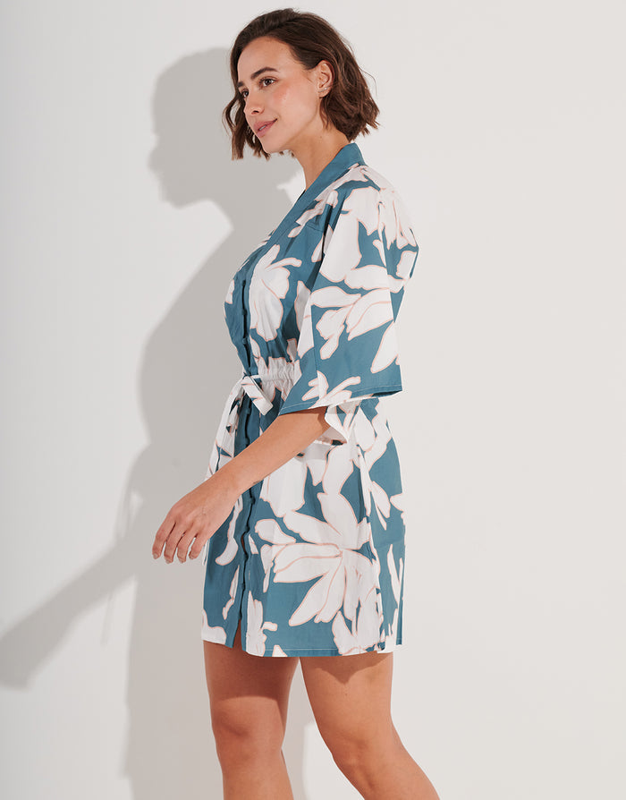 Watercult Floral Abstract Mini Kimono - Puffy Sky - Simply Beach UK