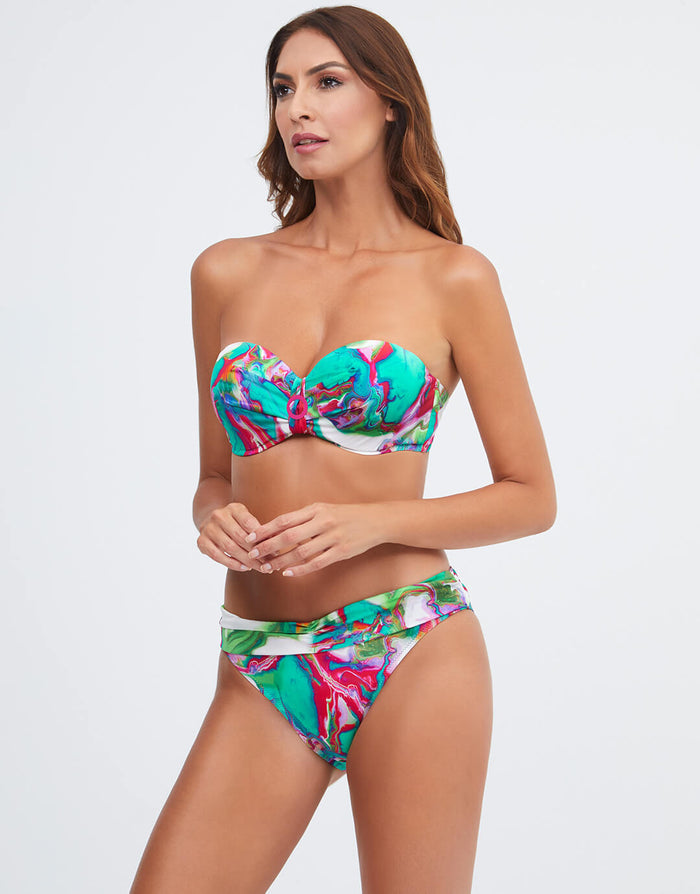 Frida Bandeau Bikini Top - Green Marble - Simply Beach UK