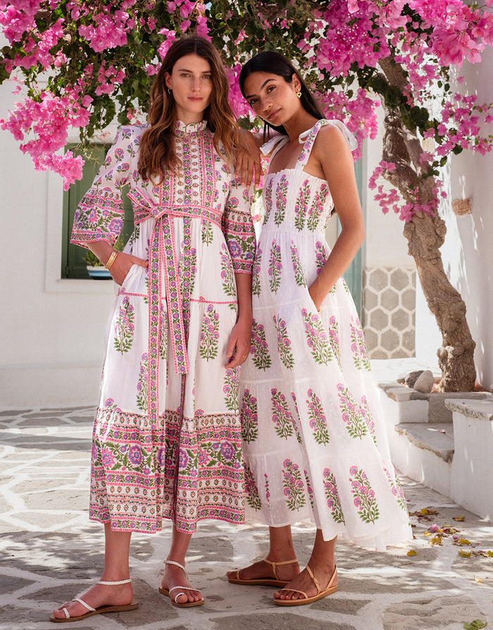 Pink City Prints Martina Dress - Schiffly Folk Buta - Simply Beach UK