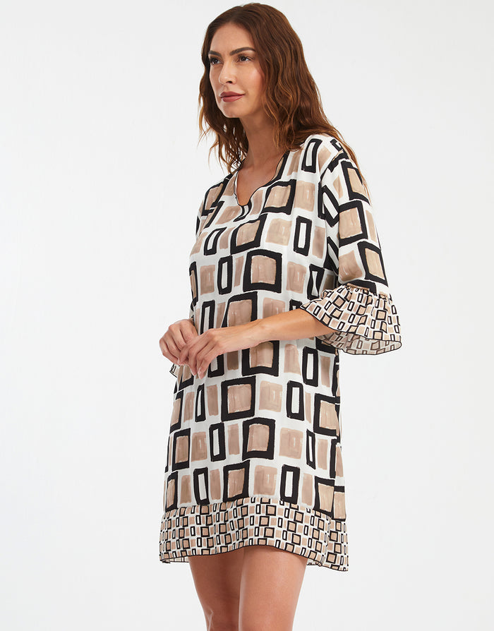 Geo Beach Dress - Black White and Gold - Simply Beach UK