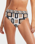 Geo Maxi Bikini Pant - Black White and Gold - Simply Beach UK