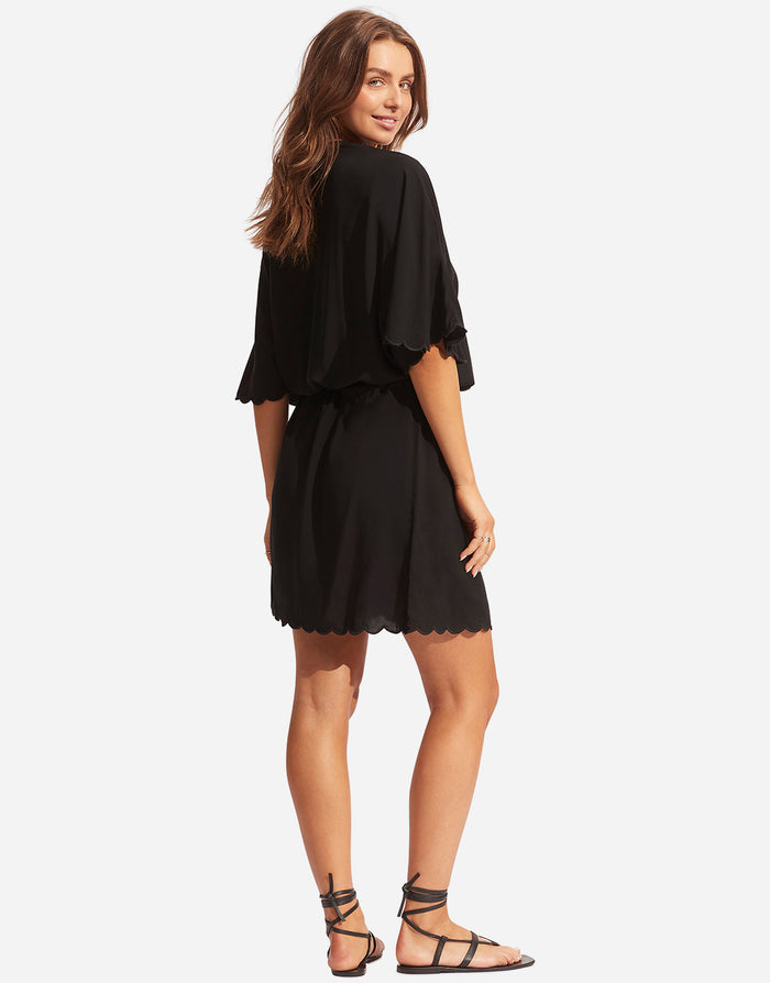 Gia Scallop Kaftan - Black - Simply Beach UK