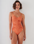 Maryan Mehlhorn Glance Ruched Underwired Swimsuit - Metallic Apricot - Simply Beach UK