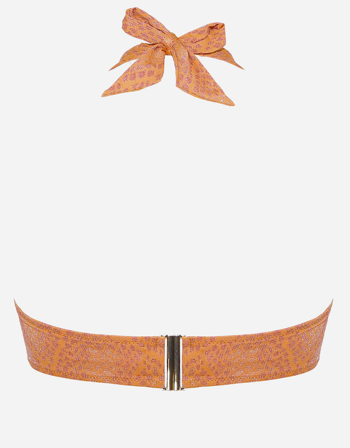Glance Underwired Halter Bikini Top - Metallic Apricot - Simply Beach UK