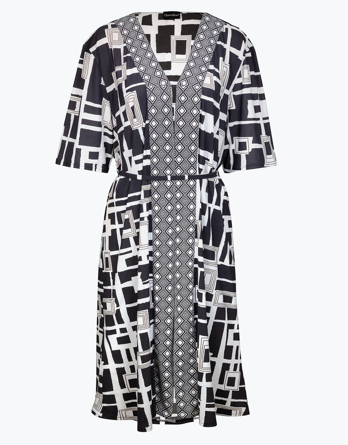 Charmline Graphic Frame Kaftan - Black White - Simply Beach UK