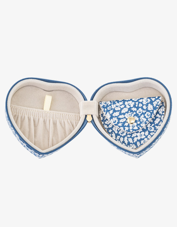 Emilia Heart Jewellery Box - Liberty Feather Blue - Simply Beach UK