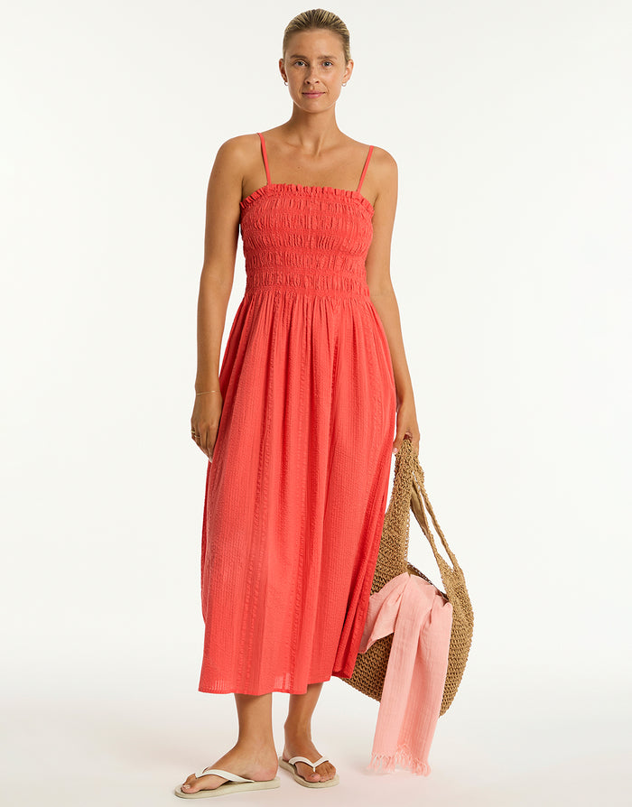 Sea Level Heatwave Bandeau Dress - Flame - Simply Beach UK