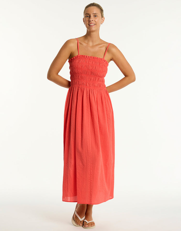 Sea Level Heatwave Bandeau Dress - Flame - Simply Beach UK