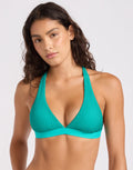 High Tide Multi Fit Longline Tri Bikini Top - Long Island Green