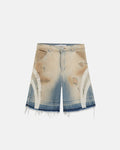 Holy State Stripe Denim Shorts Sand Blue