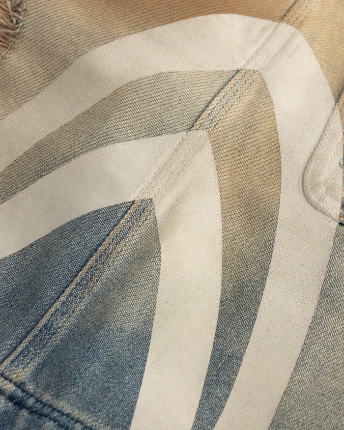 Holy State Stripe Denim Shorts Sand Blue