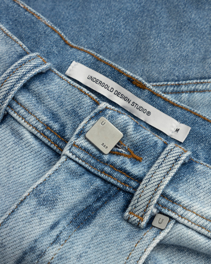 Holy State UNDRGLD Double Destroyed Jorts Blue