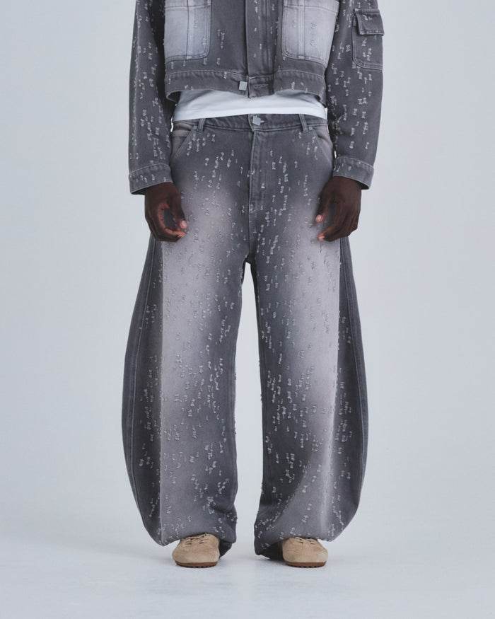 Holy State UNDRGLD Ripped Barrel Jeans Washed Gray