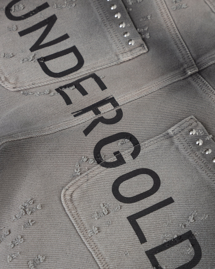 Holy State UNDRGLD Ripped Barrel Jeans Washed Gray