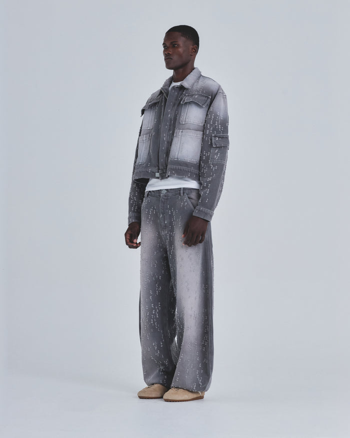 Holy State UNDRGLD Ripped Jacket Washed Gray
