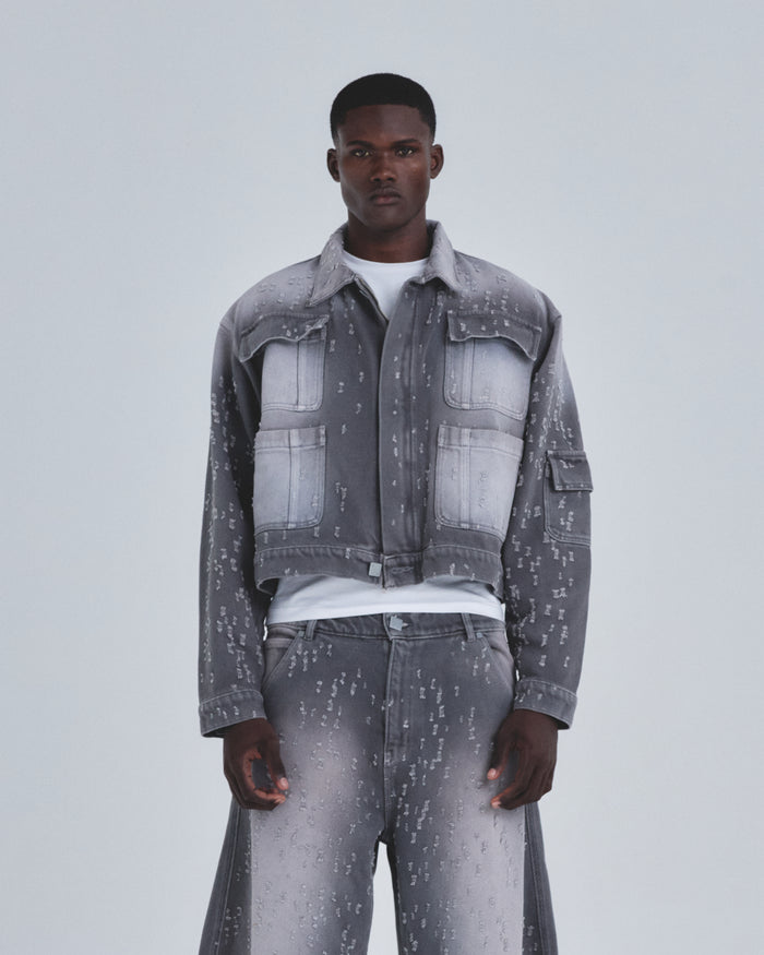 Holy State UNDRGLD Ripped Jacket Washed Gray