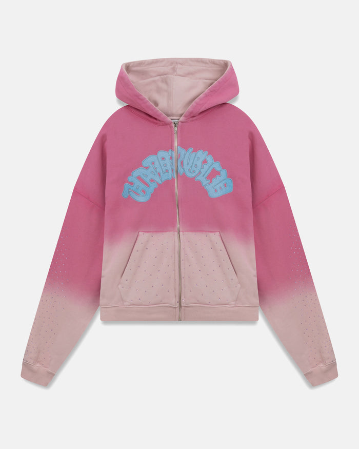 Holy State UNDRGLD Zip Up Boxy Fit Hoodie Faded Pink
