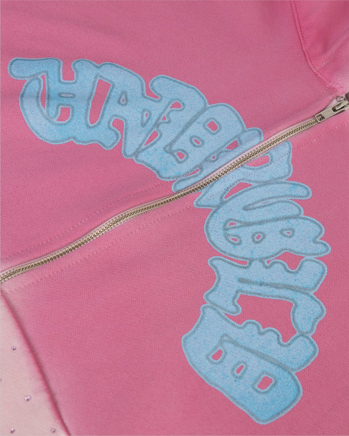 Holy State UNDRGLD Zip Up Boxy Fit Hoodie Faded Pink