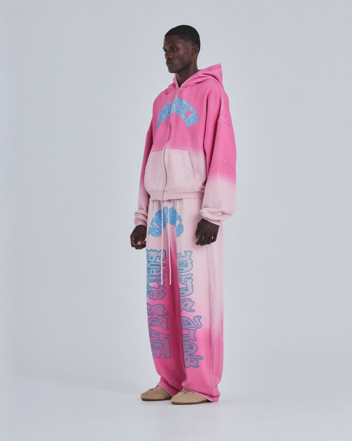 Holy State UNDRGLD Zip Up Boxy Fit Hoodie Faded Pink