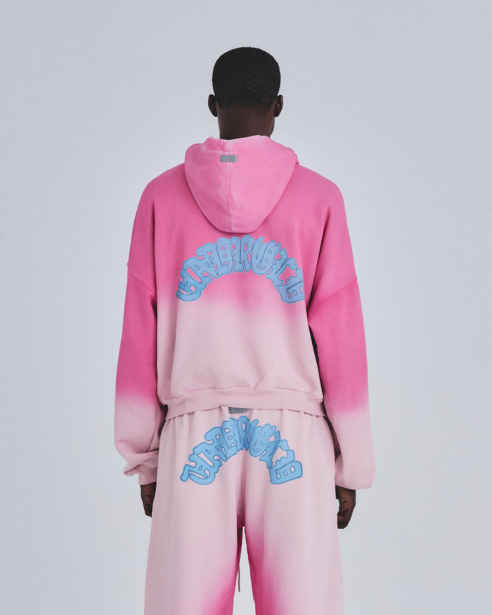 Holy State UNDRGLD Zip Up Boxy Fit Hoodie Faded Pink
