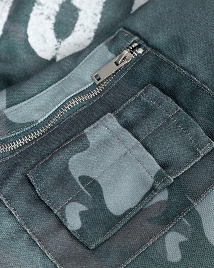 Holy Worn Logo Bomber Jacket Gray Camo