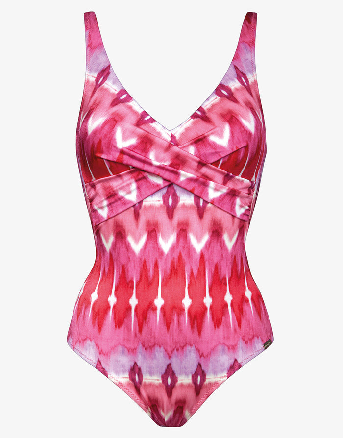 Charmline Ikat Energy Moulded Twist Front Swimsuit - Pinkwave - Simply Beach UK