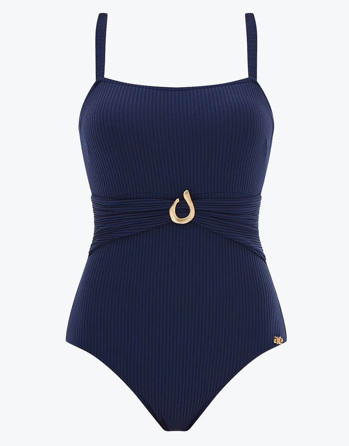 Nuria Ferrer Indira Bandeau Neck Swimsuit - Navy - Simply Beach UK