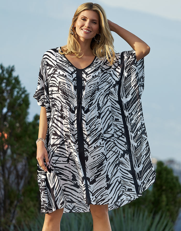 Ink Art Kaftan - Black and White - Simply Beach UK