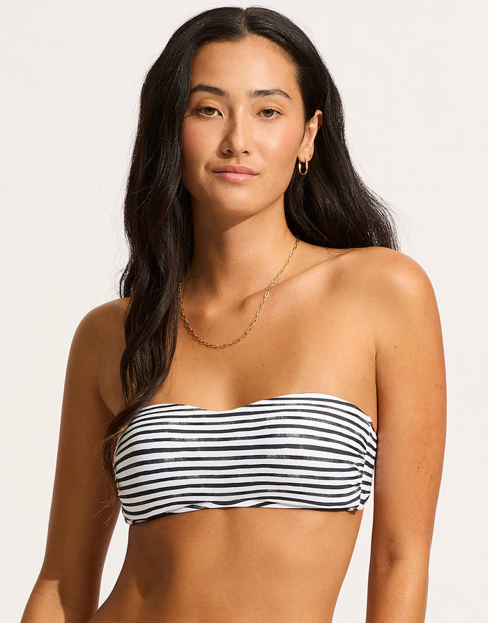 Isla Palm Bustier Bandeau Bikini Top - White - Simply Beach UK