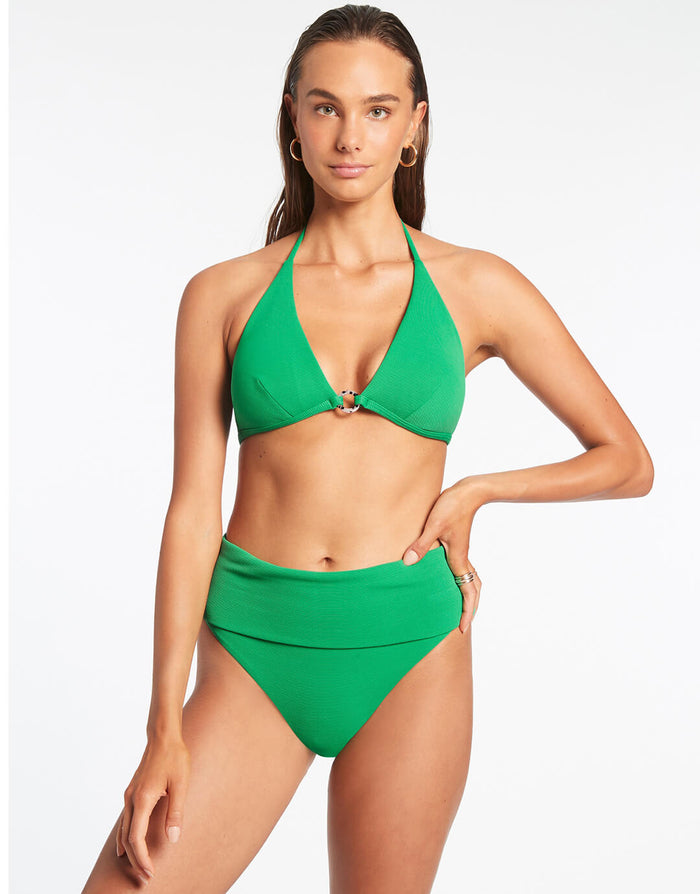 Isla Rib Halter Bikini Top - Green - Simply Beach UK