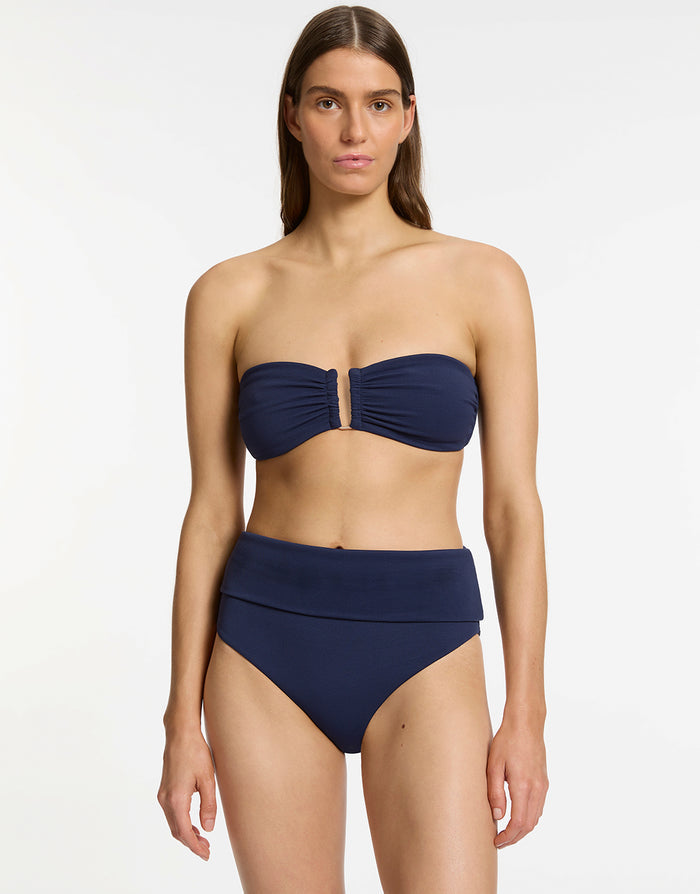 Jets Isla Rib High Waist Bikini Pant - Ink - Simply Beach UK