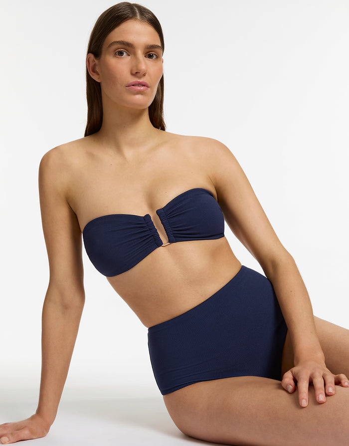 Jets Isla Rib U Trim Bandeau Bikini Top - Ink - Simply Beach UK