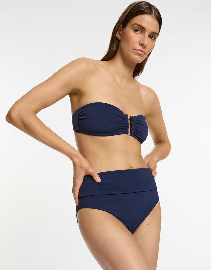 Jets Isla Rib U Trim Bandeau Bikini Top - Ink - Simply Beach UK