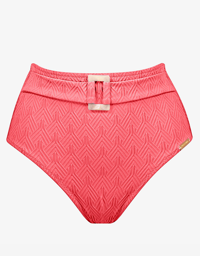 Watercult Island Nostalgia Belted High Waist Bikini Pant - Ocean Coral - Simply Beach UK