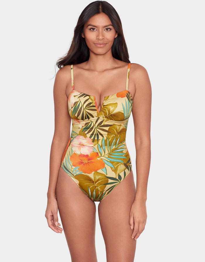 Island Tropical V Wire Swimsuit - Print - Simply Beach UK