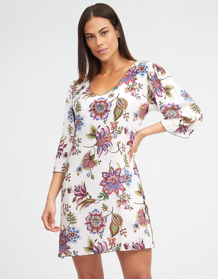 Jasmine Beach Dress - White Floral - Simply Beach UK