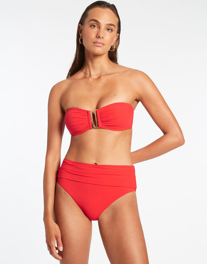 Jetset Fold Down Bikini Pant - Cherry - Simply Beach UK